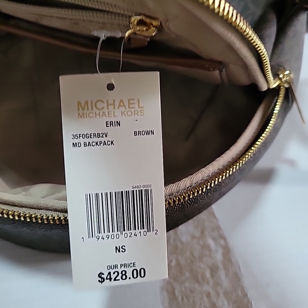 Michael Kors Medium Erin  Backpack In Brown Acorn - Picture 7 of 9